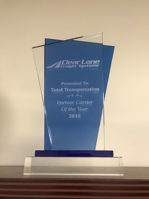 Clear Lane Freight Awards Total Transportation: 2018 PARTNER CARRIER OF THE YEAR